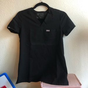 Figs Black Scrub Top